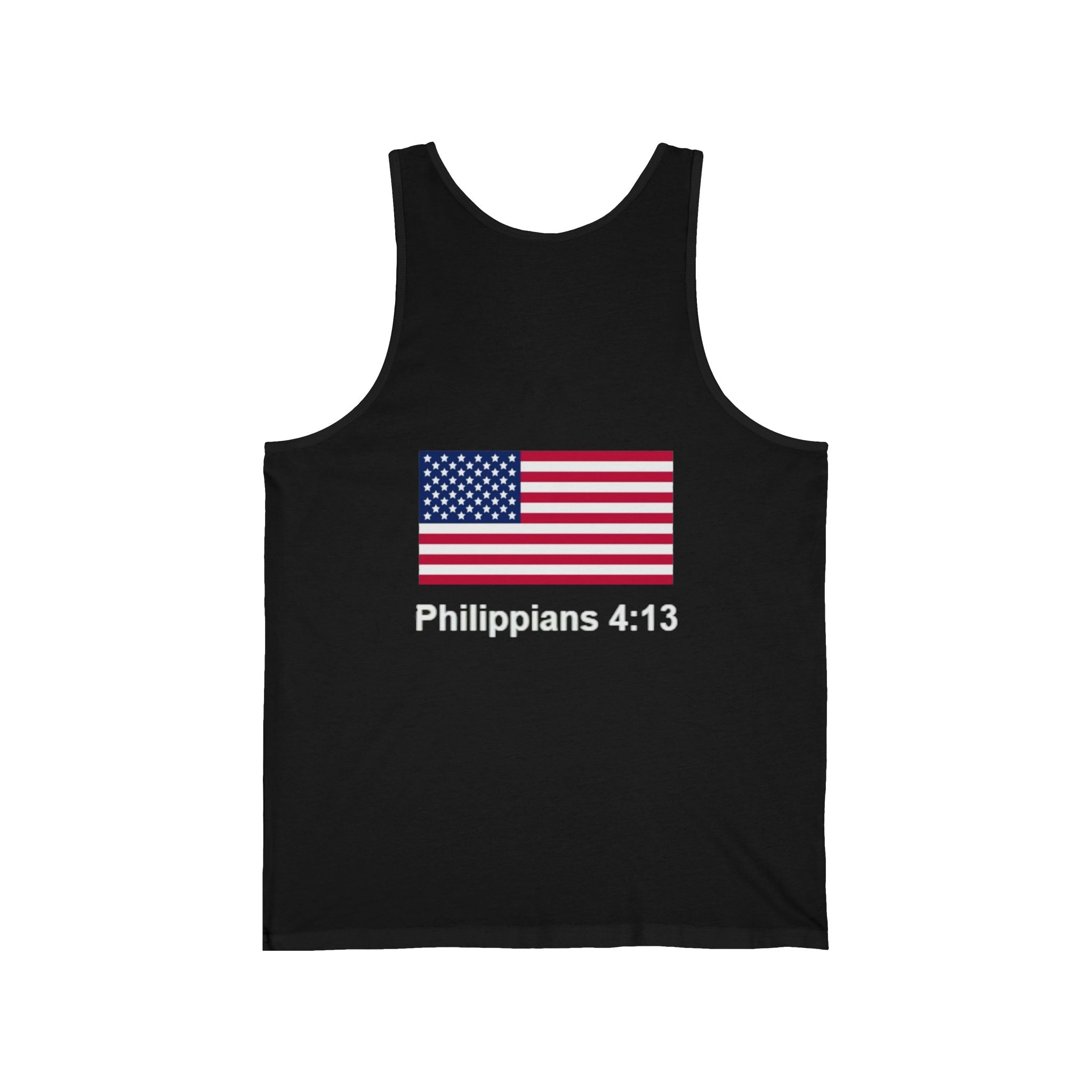 Iron Lion Philippians 4:13 black jersey tank top — Christian workout tank