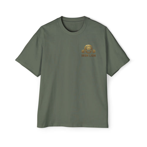 Iron Lion cypress green everyday tee with lion logo — relaxed-fit gym t-shirt