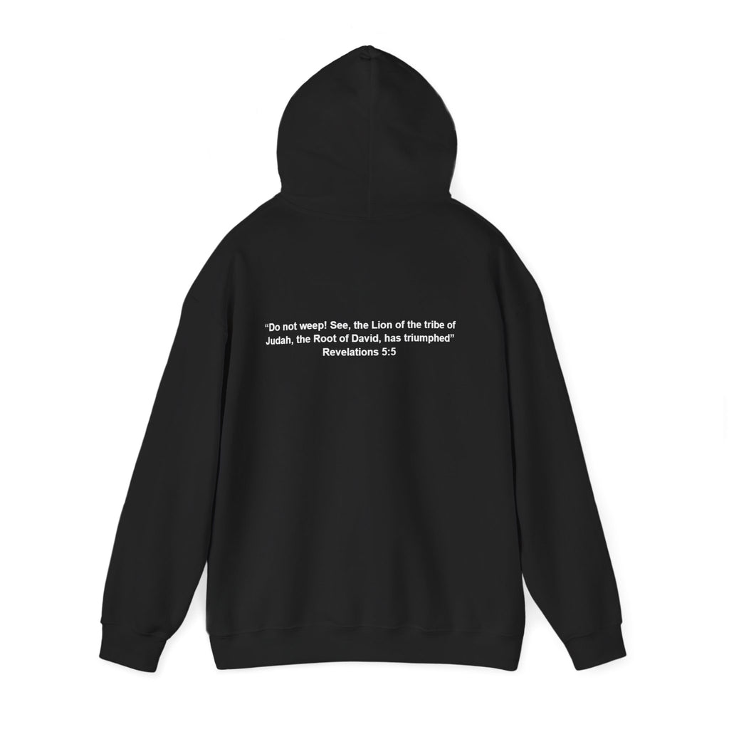 Iron Lion Rev 5:5 Lion of Judah hoodie in black with gold lion graphic