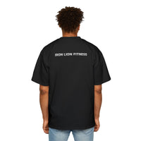 Iron Lion black heavyweight training tee with lion logo — relaxed-fit gym t-shirt