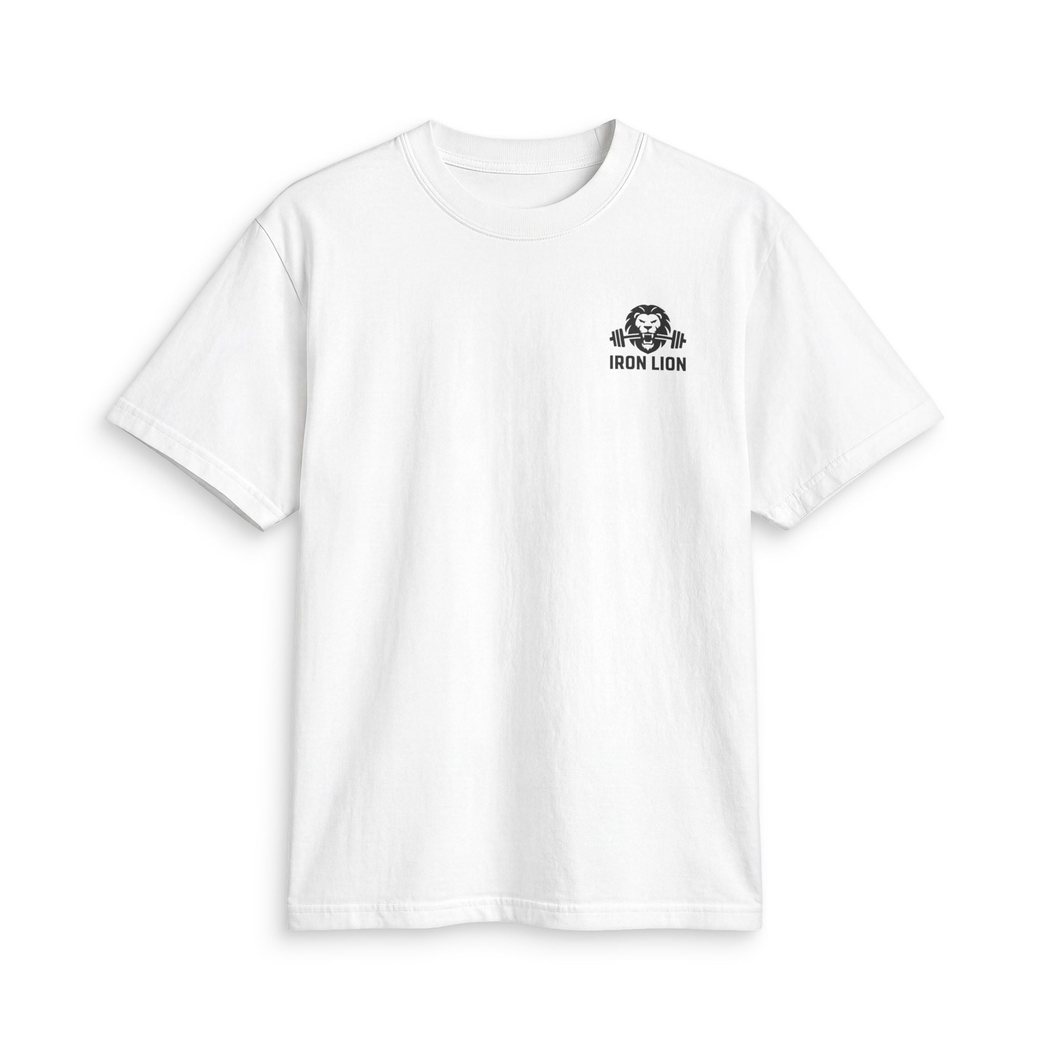 Iron Lion Essential Tee — classic-fit everyday gym t-shirt with lion mark