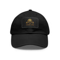 Iron Lion black ball cap with leather patch lion mark — gym dad hat