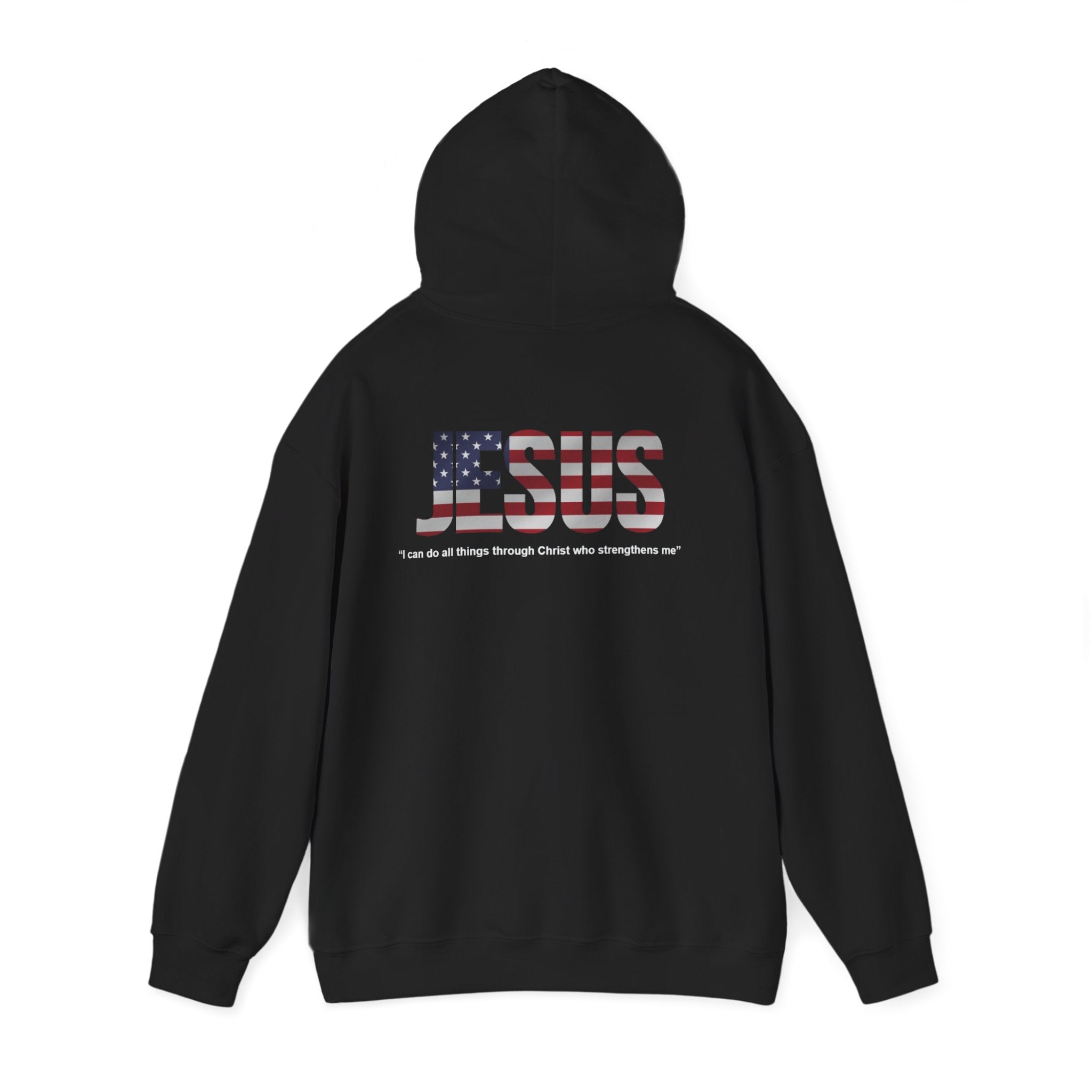 Iron Lion American flag hoodie in black with gold graphic — patriotic gym hoodie