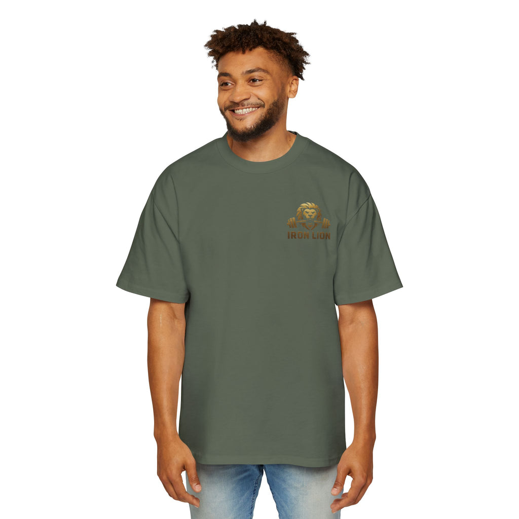 Iron Lion cypress green everyday tee with lion logo — relaxed-fit gym t-shirt