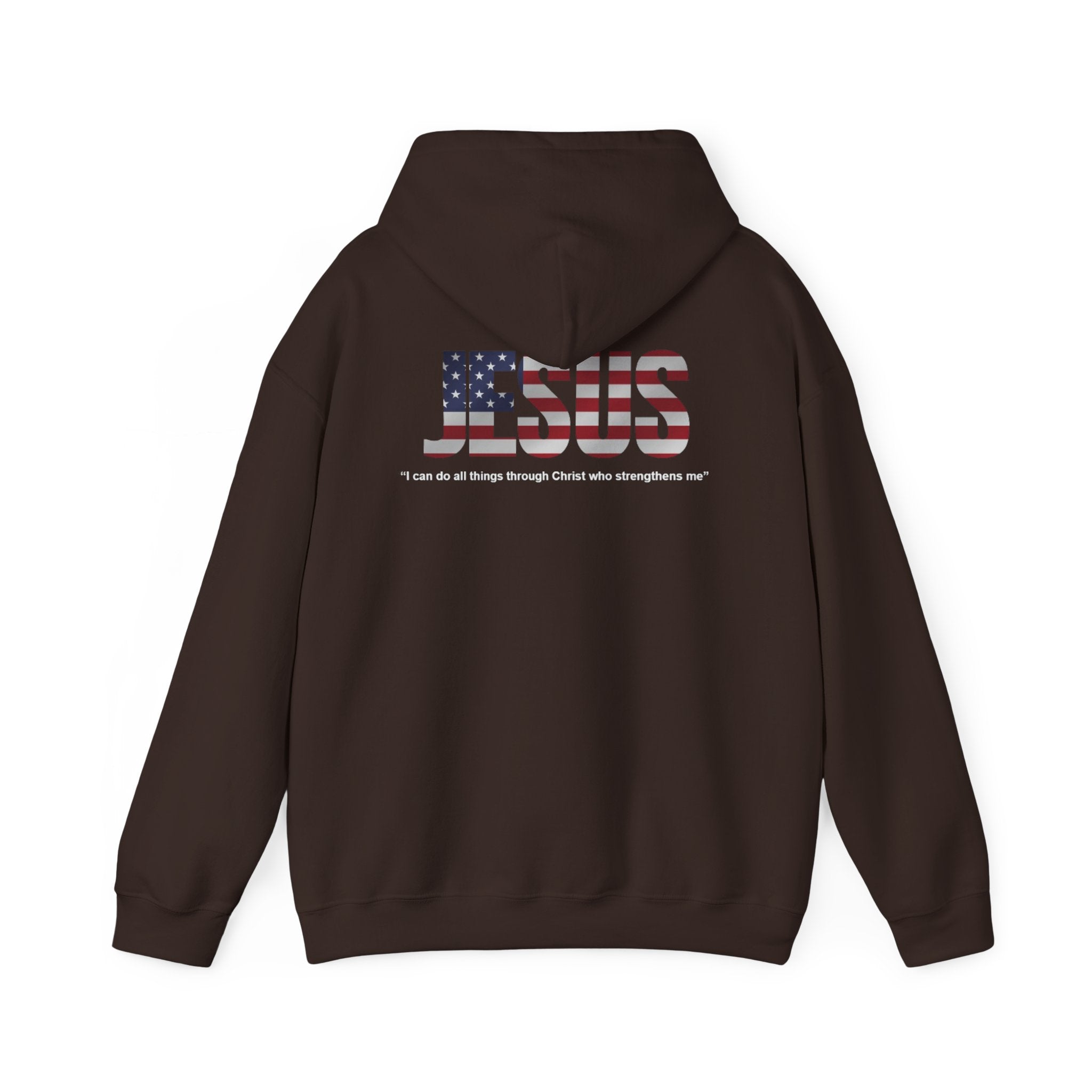 Iron Lion American flag hoodie in black with gold graphic — patriotic gym hoodie
