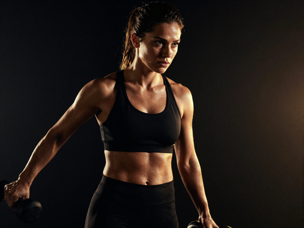 Iron Lion - female athlete training, black and gold