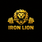 Iron Lion logo — gold lion with barbell on black